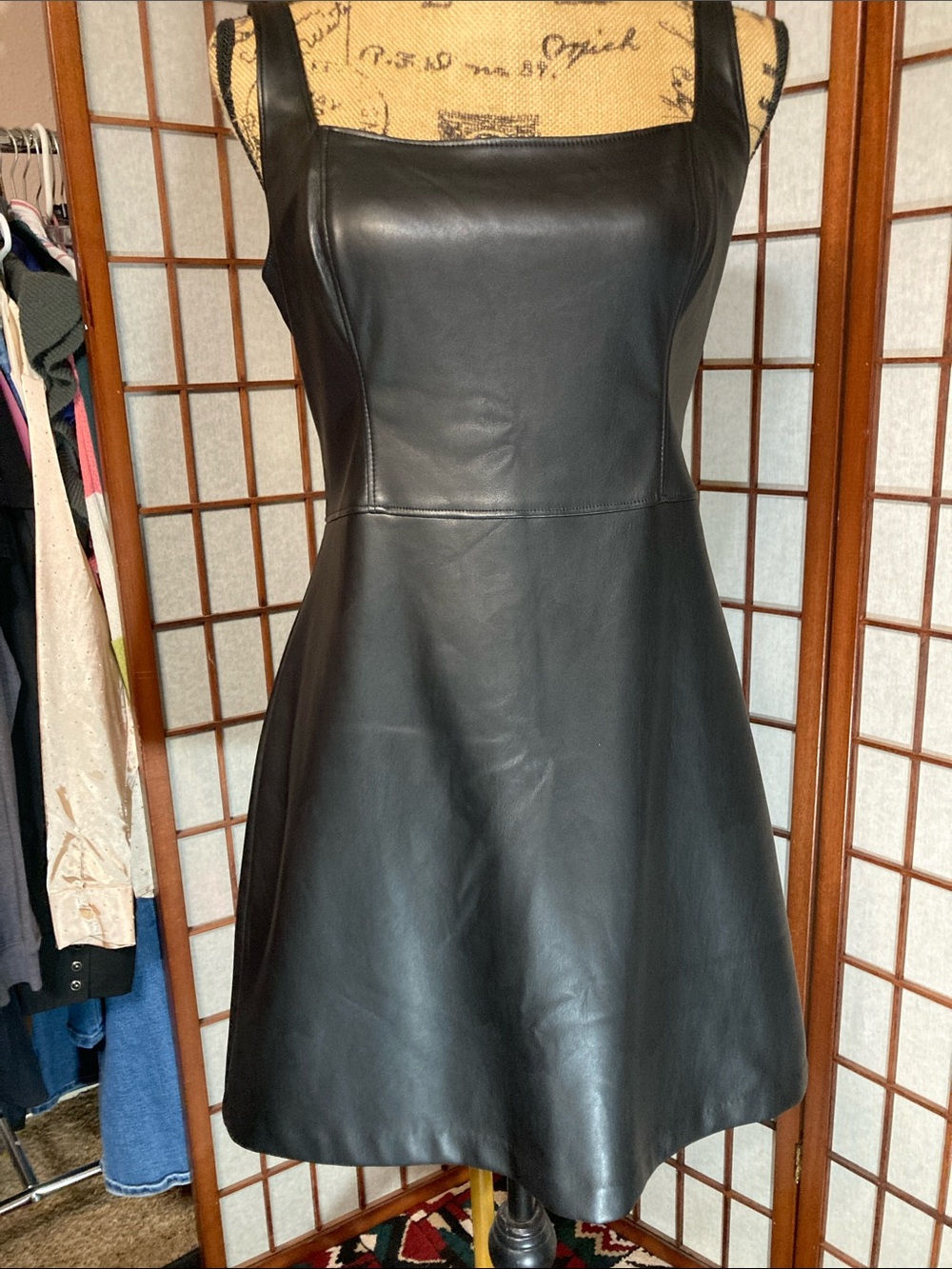 NWT Abercrombie & Fitch Black Faux Leather Mini Dress